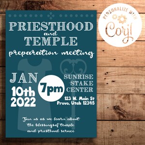 Priesthood and Temple Preview Invitation | Digital Download Editable ...