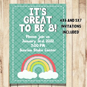 Great to Be 8 Invitation | 4x6 and 5x7 Options Included | Printable ...