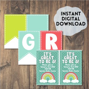 Great to Be 8 Bundle | Printable Invitation | Cupcake Toppers | Water ...