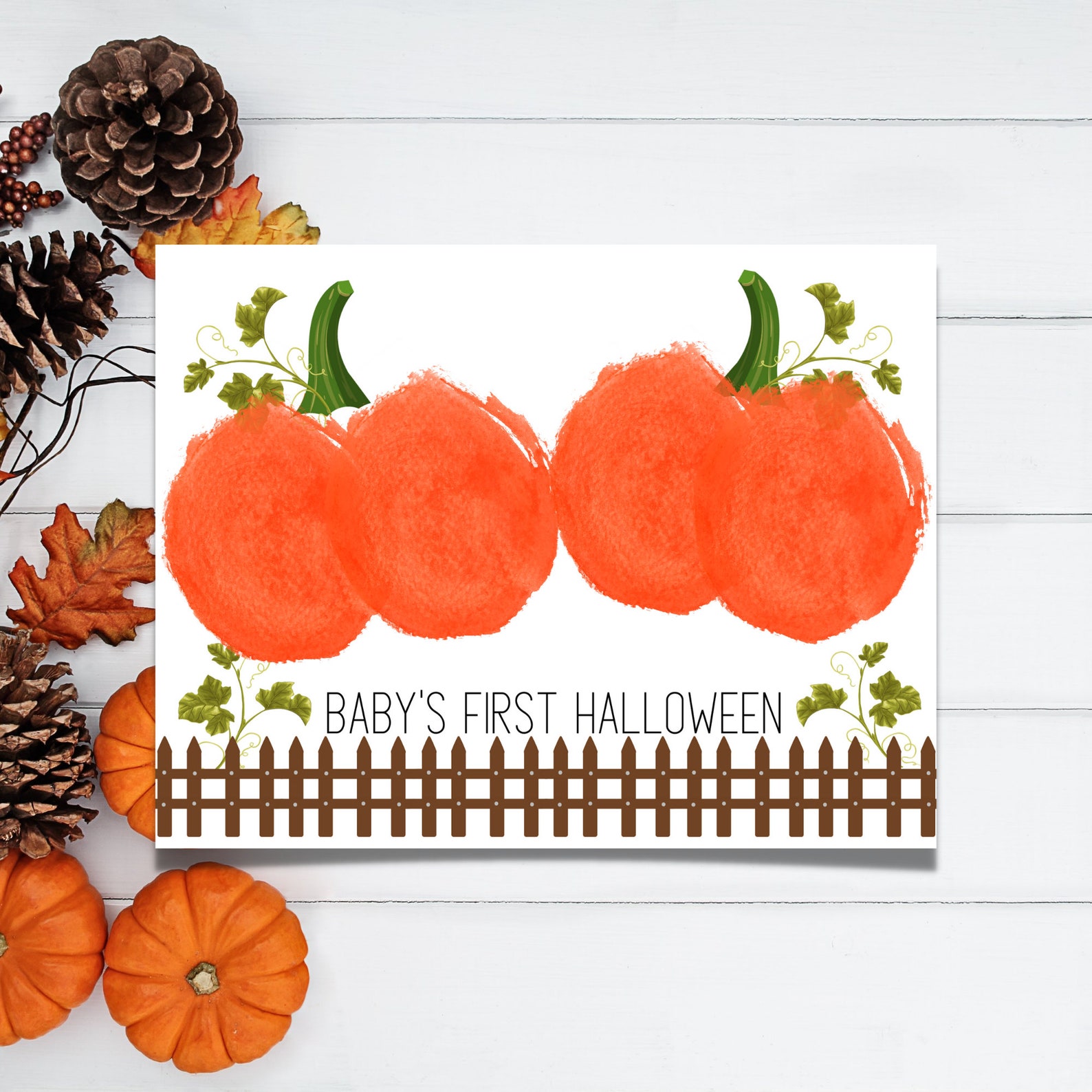 Our Little Bumpkin Baby's First Halloween Craft Sign - Wood & Acriclic Keepsake For Bum Print, 5.9x5.9"