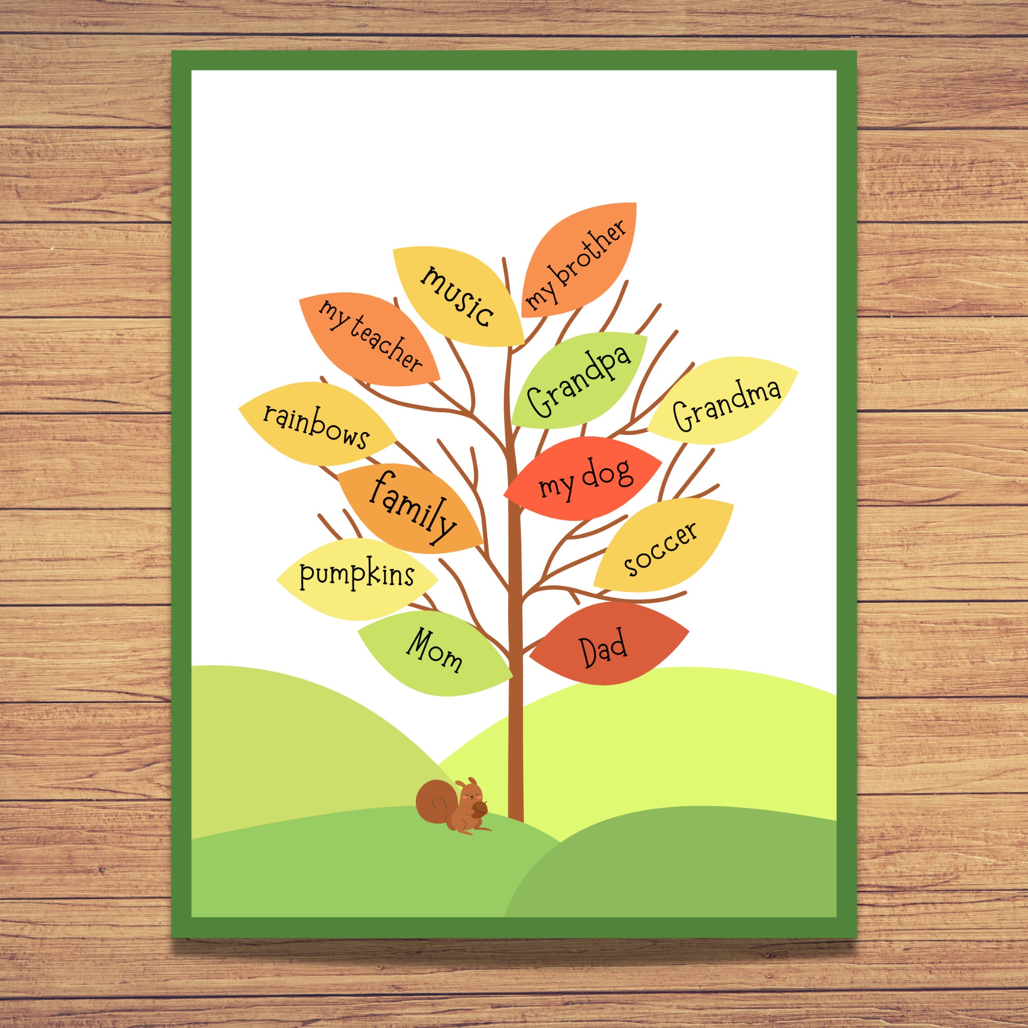thankful tree printable gratitude tree autumn leaves etsy