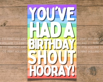 Happy Birthday Tag | Printable Birthday Card | You've Had a Birthday Shout Hooray | YW or Primary Birthday Gift Tag |