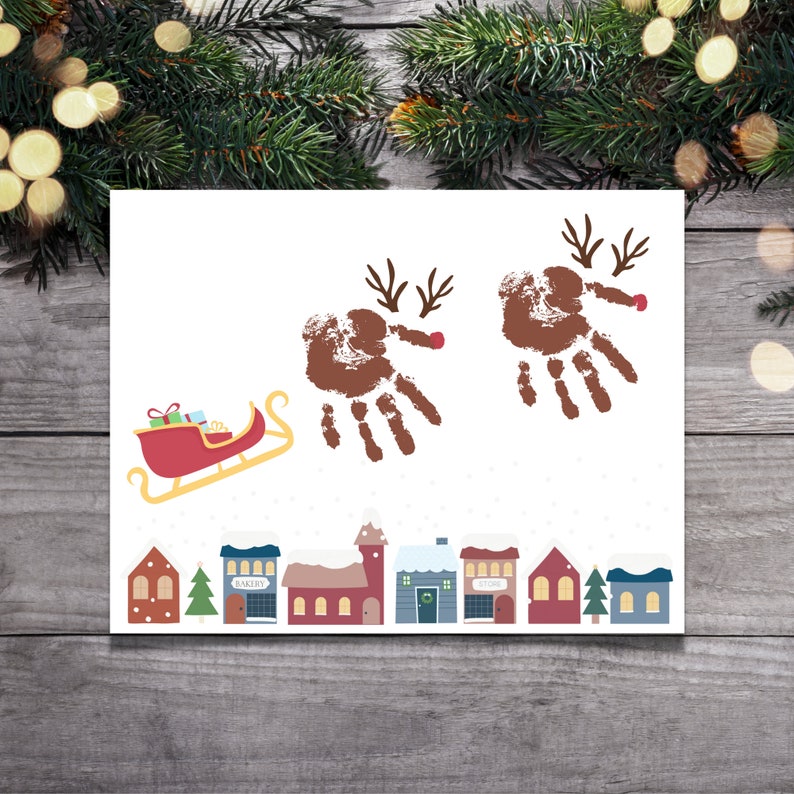 Christmas Handprint Craft Santa Sleigh and Handprint Etsy