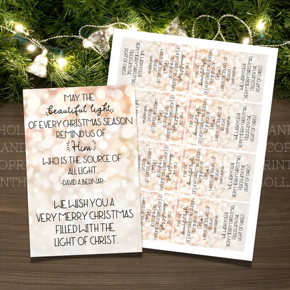 Light the World Printable Christmas Gift Tags | Neighbor Gift Tags | Teacher Primary or YW Christmas Gift Tag | Christ Centered Christmas