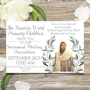 Primary Program Invitation | Editable | Customizable | Printable | Jesus Christ Primary Presentation Announcement |