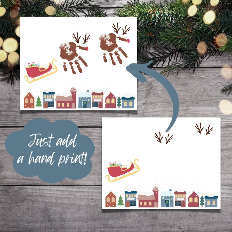 Christmas Handprint Craft Santa Sleigh and Handprint Etsy