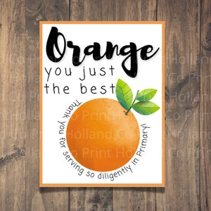 Primary Teacher Thank You Card | Thank you Gift | Orange Treat Tag | Church of Jesus Christ Latter Day Saints | LDS | Teacher Appreciation