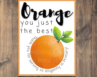 Primary Teacher Thank You Card | Thank you Gift | Orange Treat Tag | Church of Jesus Christ Latter Day Saints | LDS | Teacher Appreciation