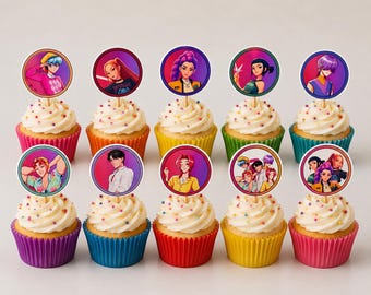 K-Pop Demon Hunters Huntrix • Saja Boys Cupcake Toppers