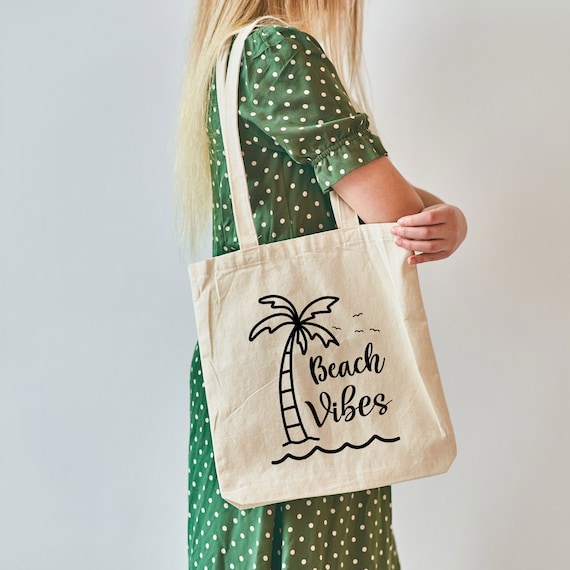 Bolsa de playa Vibes, bolsa de vacaciones, bolsa de piscina, bolsa de  palmera, regalos para mujeres, bolsa ecológica, bolsa de algodón sostenible  -  México