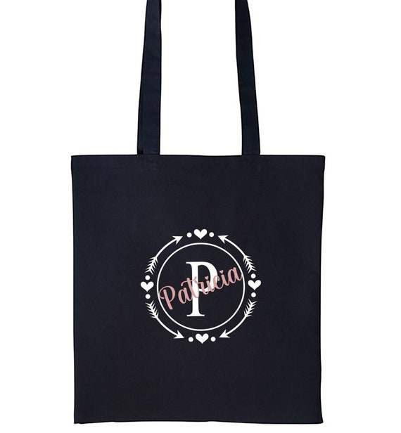 Bolsa de monograma Bolsa de mano con nombre personalizado Bolsa de mano inicial Bolsa de carta de nombre Bolsa de mano negra Comprador de cumpleanos Regalos para ninas Regalo personalizado Etsy