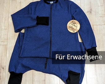 Woll-Schlafsack mit Füßen für Erwachsene aus 100% Merinowolle in Dunkelblau