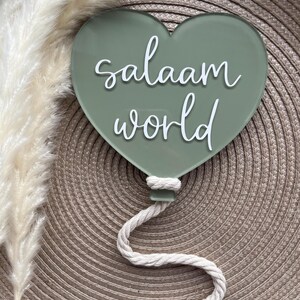 Salaam World Baby Announcement Sign | Islamic Newborn Name Sign | Muslim Birth Announcement | Acrylic Baby Photo Prop Gift