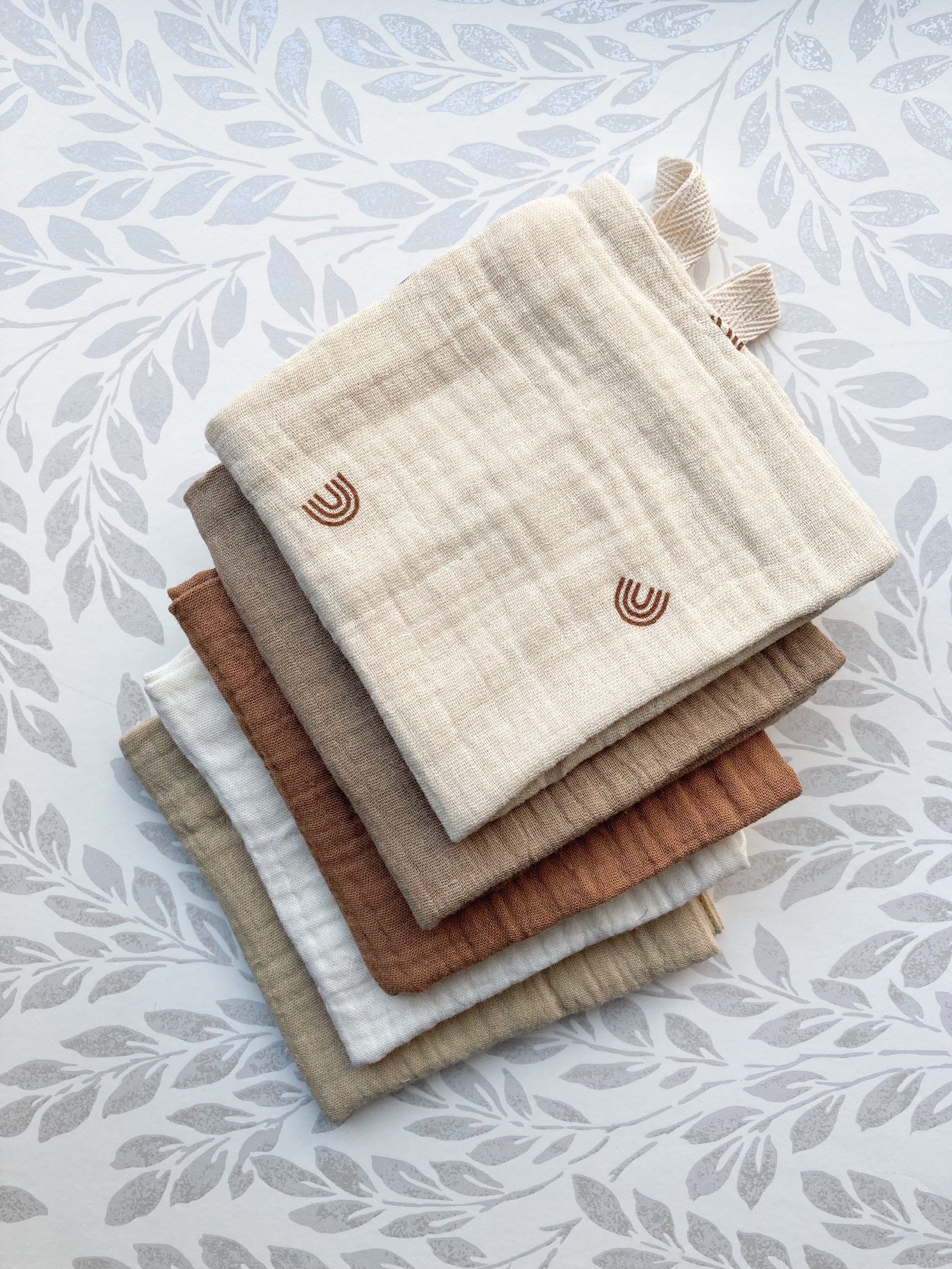 KeaFriends 5Pack Muslin Baby Burp Cloths Organic White Bamboo Cotton