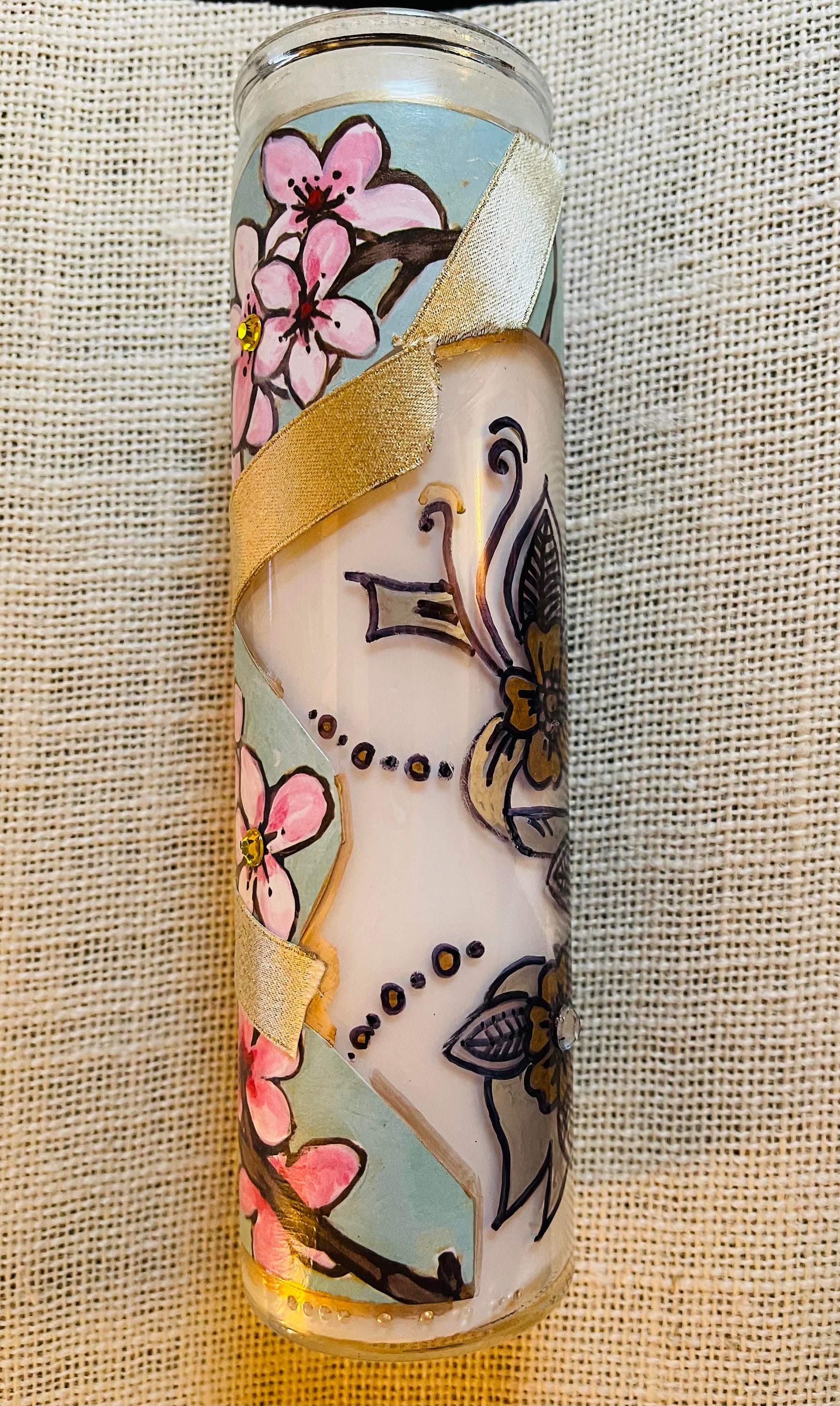 Floral Ribbon Decorative Candle Etsy