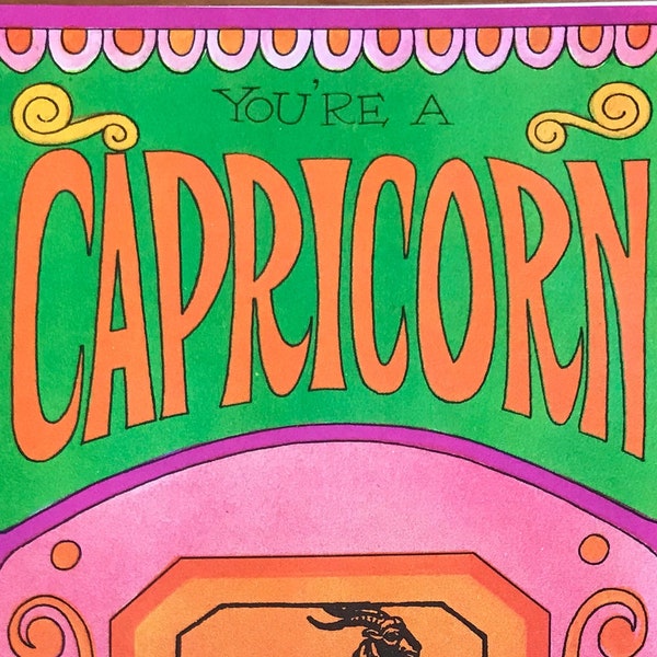 vintage unused Capricorn zodiac sign birthday card 1970s