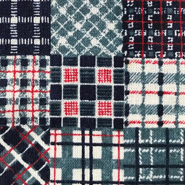 vintage fabric faux denim patchwork