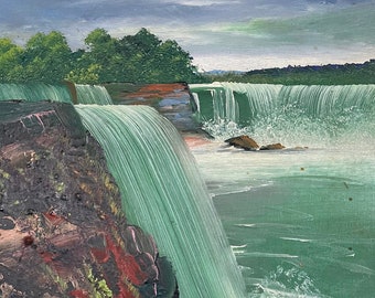 vintage original art painting Niagara Falls