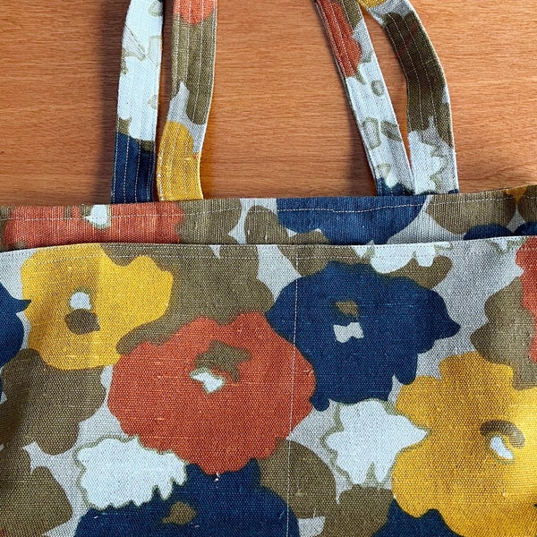 vintage handmade handbag great mid-century fabric