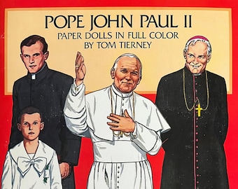 vintage paper doll book Pope John Paul II in full color