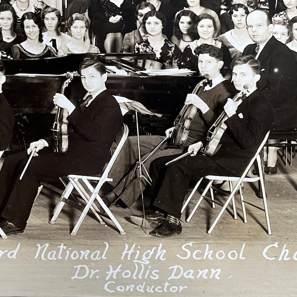 1931 panoramic photograph National High School Chorus music orchestra black and white