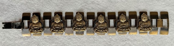 vintage brass 3D Buddha link bracelet - image 4