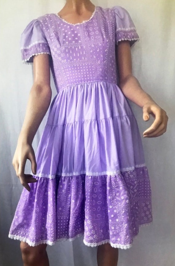 Vintage Handmade Square Dance Dress Purple XS