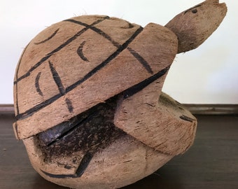 vintage carved coconut tortoise turtle