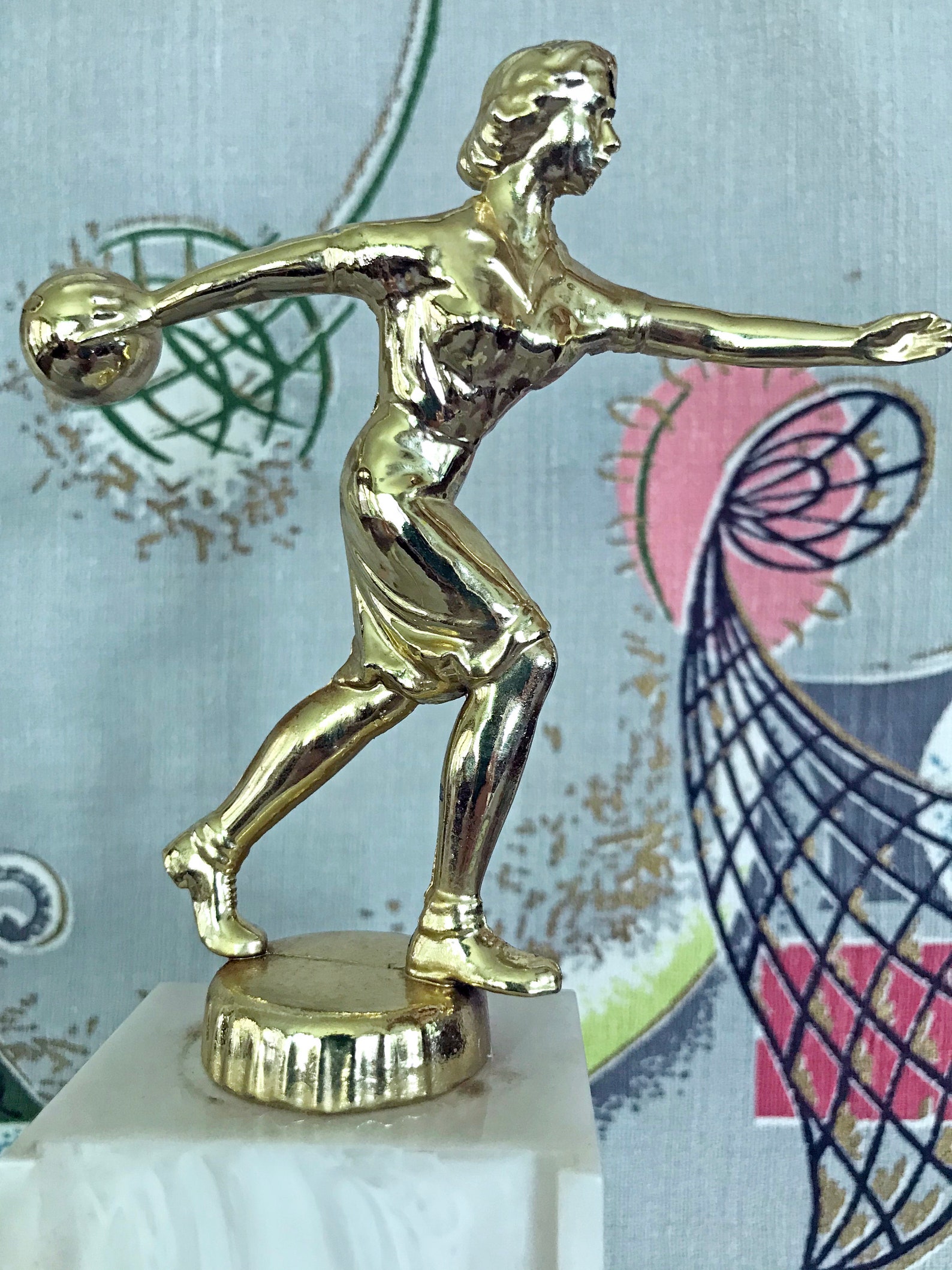 Vintage Ladies Bowling Trophy Celluloid Art Deco Base Etsy UK