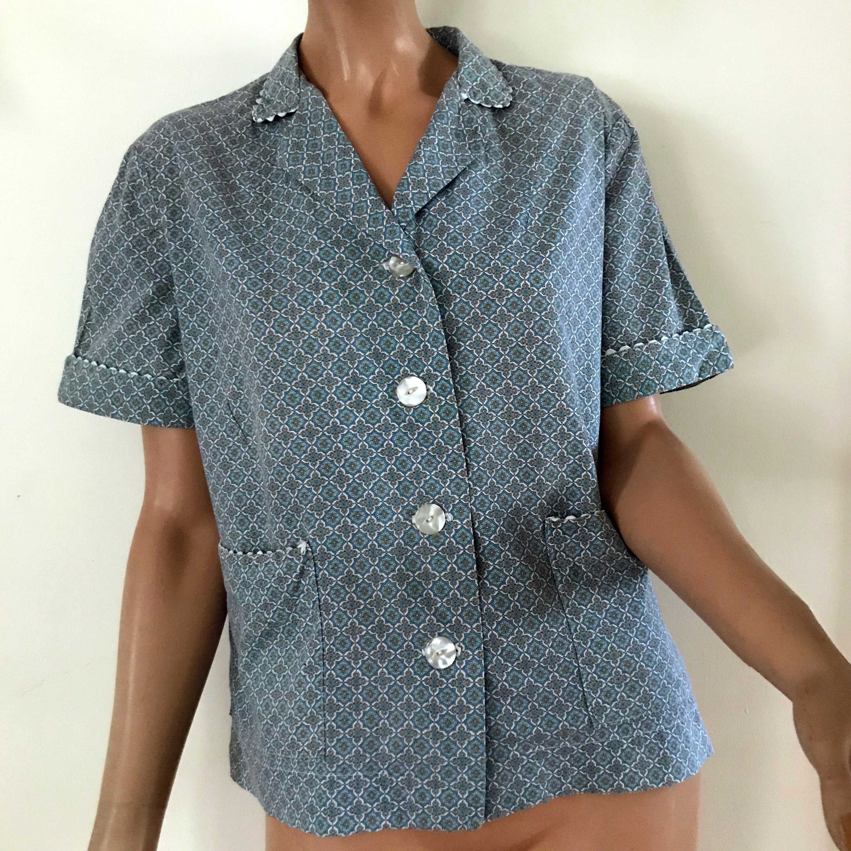 Vintage Cotton Pajama Top Can Be Worn as Blouse Etsy