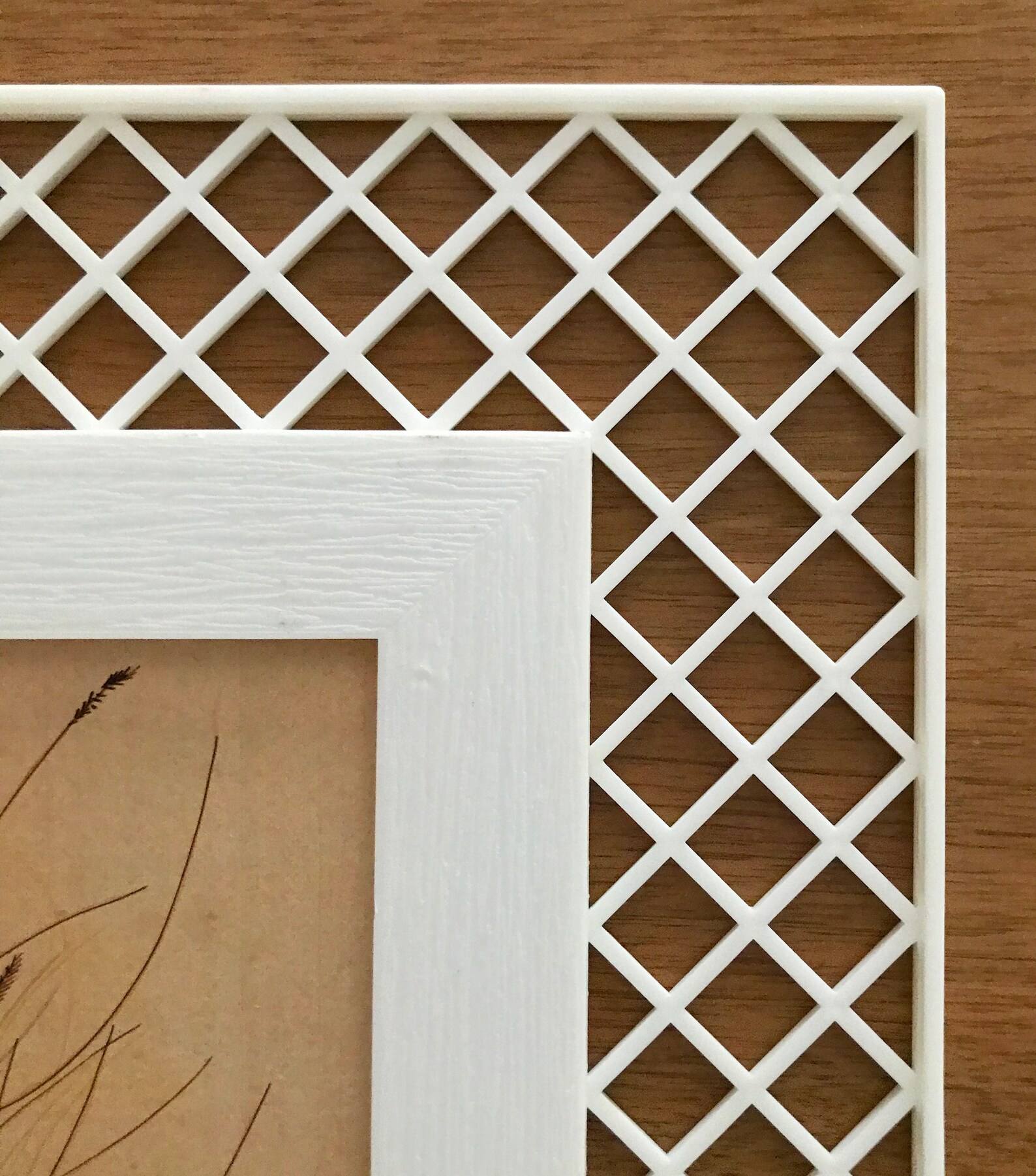 Vintage plastic lattice picture frame with baby tiger print Etsy