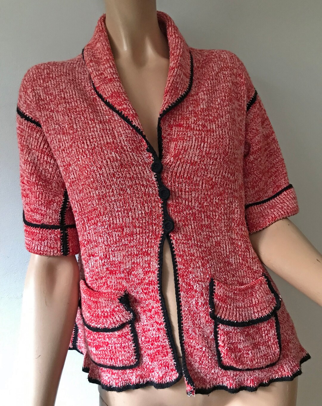 Huckapoo Clothes Vintage Huk-a-poo Cardigan Sweater Red, White, Black Marked M - Etsy