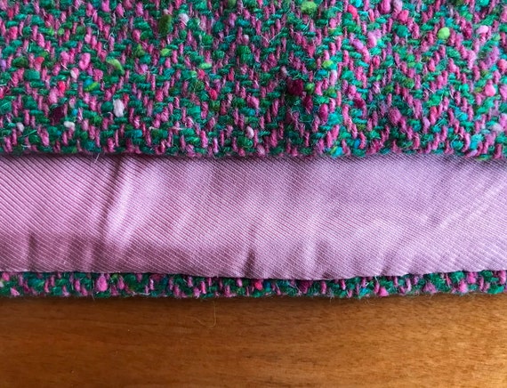 vintage tweed pencil skirt pink green herringbone - image 6