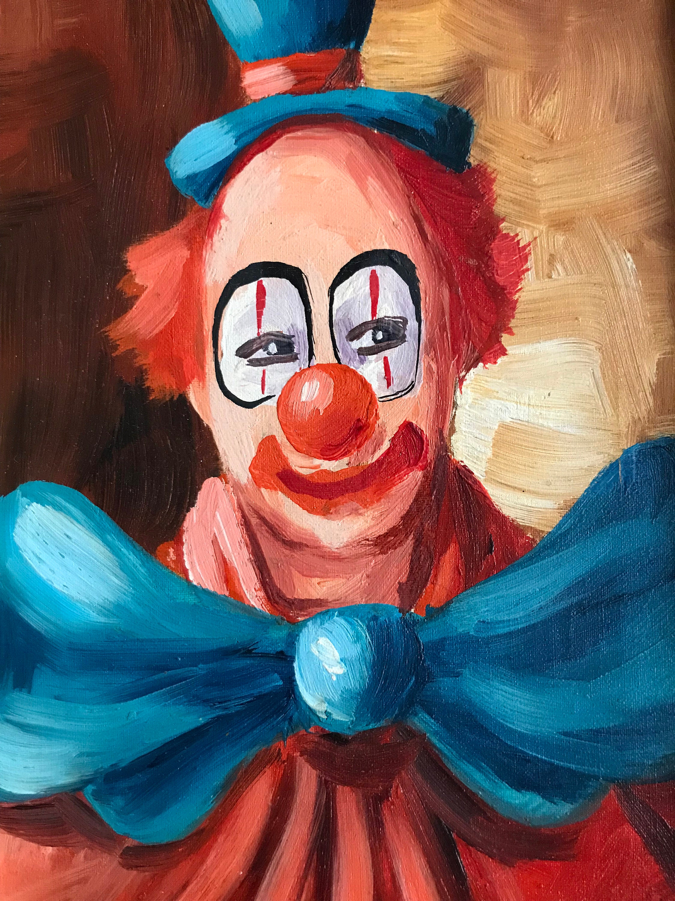 絵画　ピエロ　油絵 ピエロの絵画 3号油絵 額サイズ35cm×40cm 額付・税込・送料無料