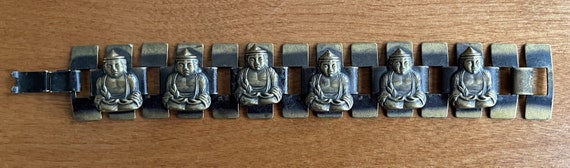 vintage brass 3D Buddha link bracelet - image 2