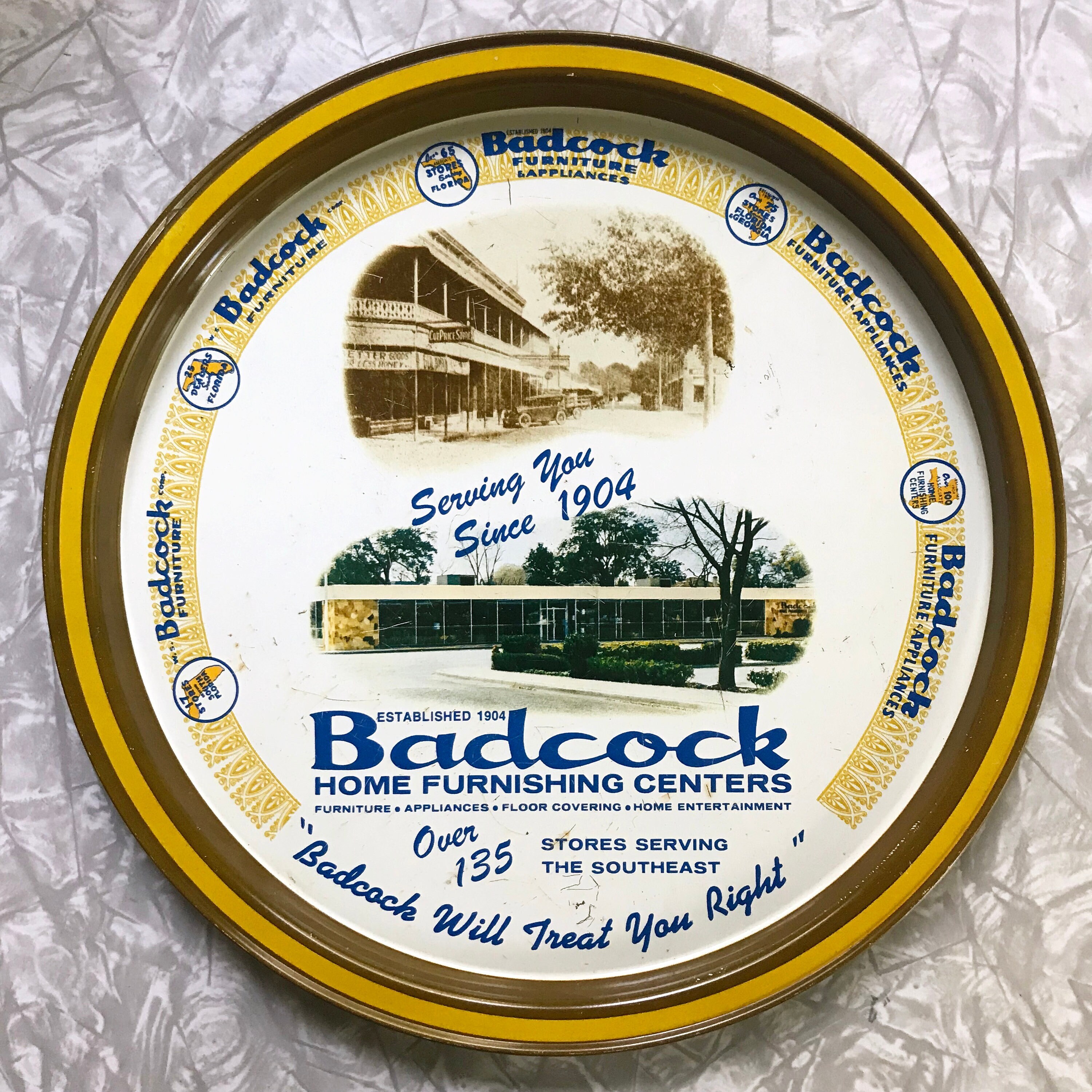 Vintage Metal Tray Platter Badcock's Home Furnishing Center - Etsy, image size:3000x3000