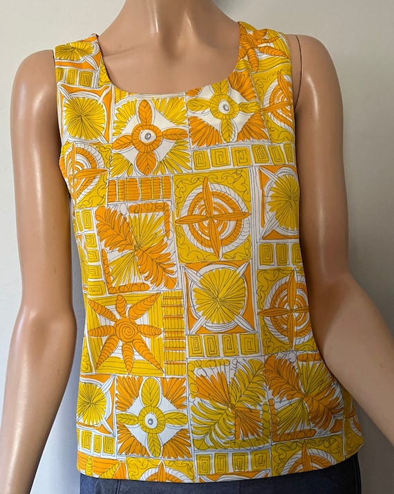 vintage sleeveless blouse Vera Neumann print MCM m