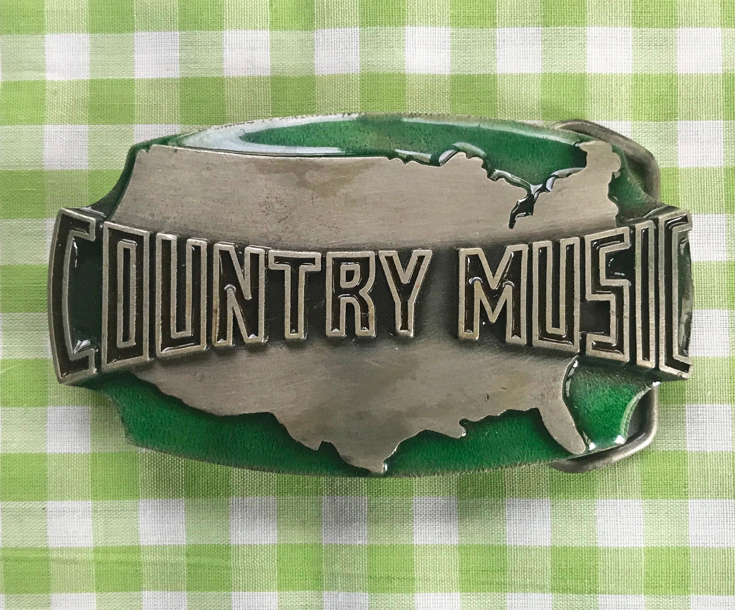 Handmade Artisan Vintage Large Country Music Belt Buckle Vintage Enamel Country Music Belt Buckle - Etsy main image 2