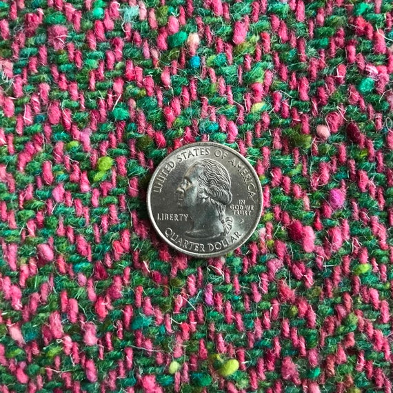 vintage tweed pencil skirt pink green herringbone - image 7