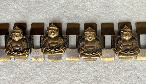 vintage brass 3D Buddha link bracelet - image 5