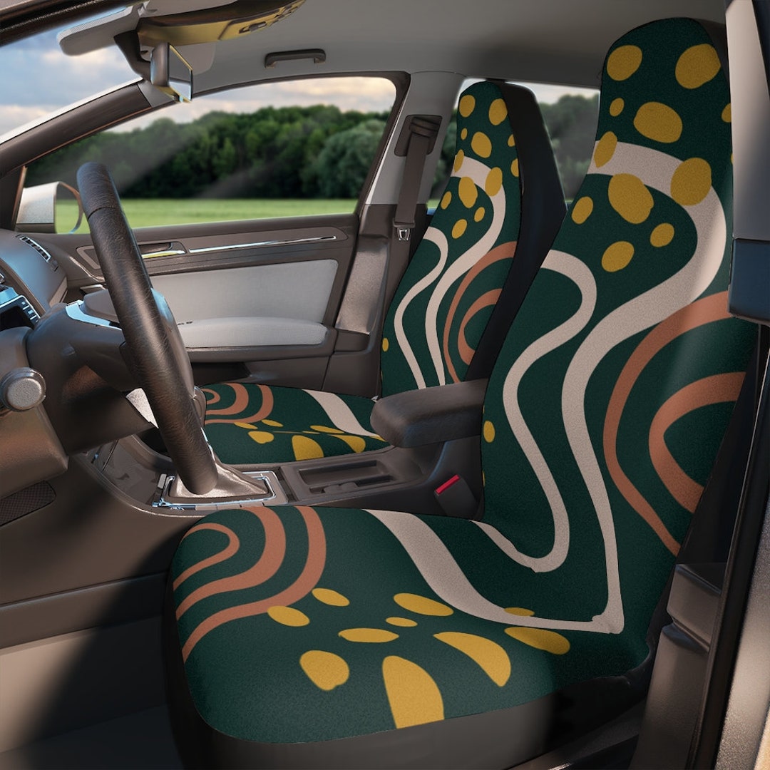 Boho Car Seat Covers Set, Universal Fit Automobile Seat Covers, Retro