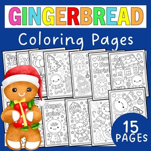 Gingerbread Man Coloring Pages | Gingerbread House Coloring Sheets | Gingerbread Cookies | Gingerbread Wreath | December Activities for Kids