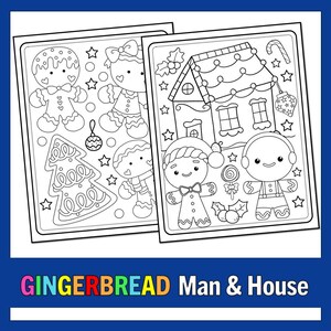 Gingerbread Man Coloring Book | Gingerbread House | December Coloring Book | Gingerbread Ornament Christmas Activities for Toddlers