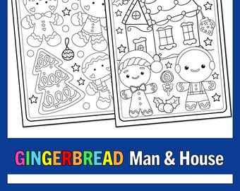 Gingerbread Man Coloring Book | Gingerbread House | December Coloring Book | Gingerbread Ornament Christmas Activities for Toddlers