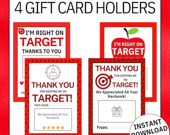 Target Teacher Appreciation Gift Card Holder Printable (Digital Download)