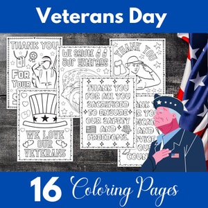 Veterans Day Coloring Pages | Patriotic Veterans Day Coloring Sheets | Veterans Day Coloring Book Instant Download | PDF