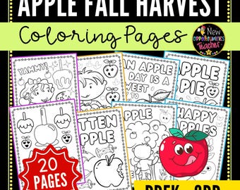 Herbst Apfel Ausmalbilder | September Herbst Arbeitsblätter (Digitaler Download)
