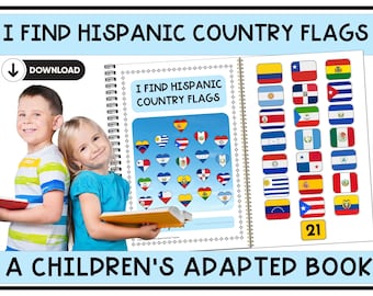 Libro interactivo sobre banderas de países hispanos, autismo, educación especial (descarga digital)