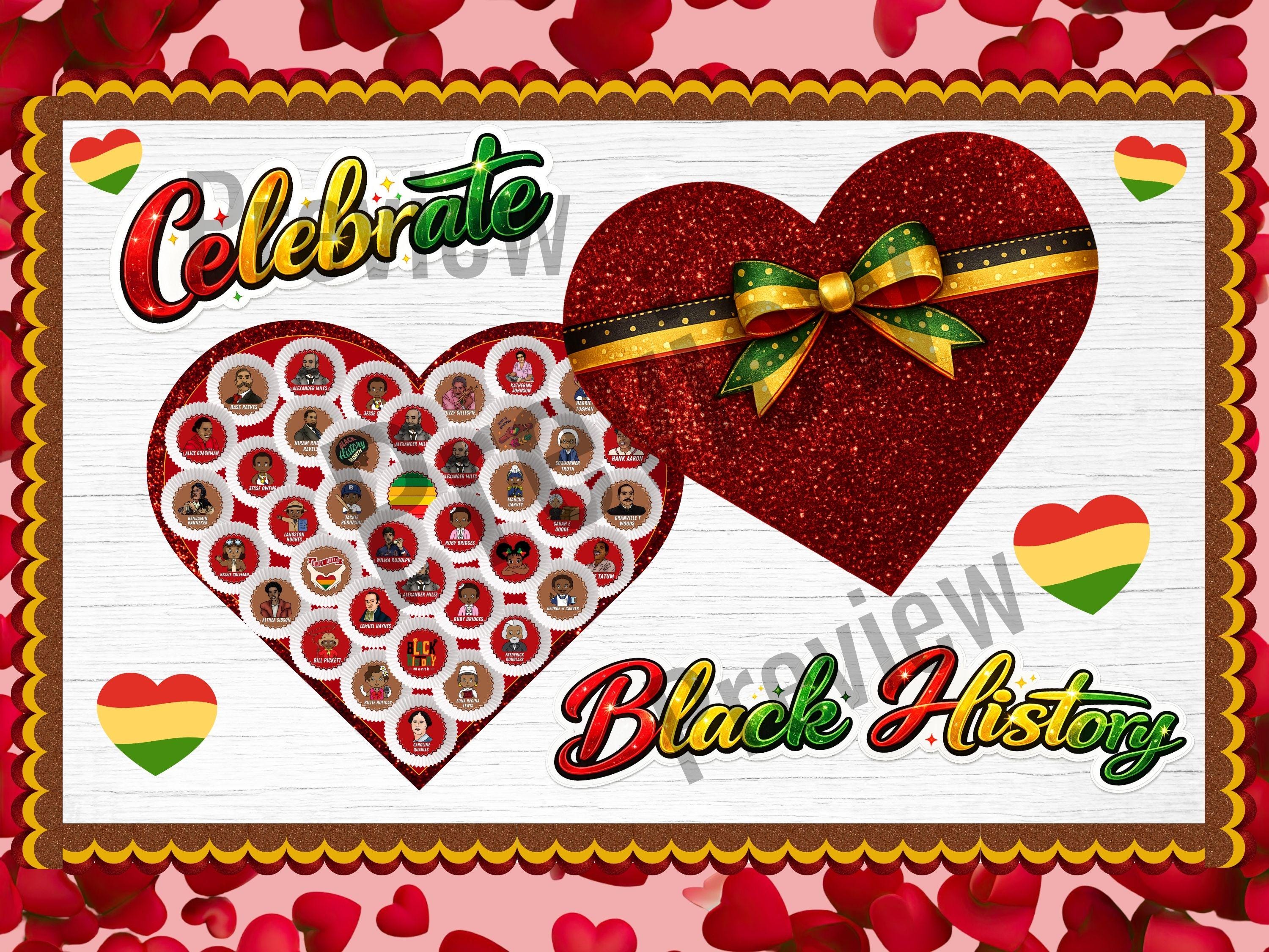 Valentine's Day Black History Month Bulletin Board: Heart Candy Box ...