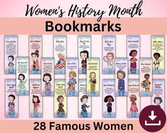 Printable Women&#39;s History Month Bookmarks Set | Famous Women In Histor| Inspirational Quotes | Printable PDF | Inspiring Gifts for Women